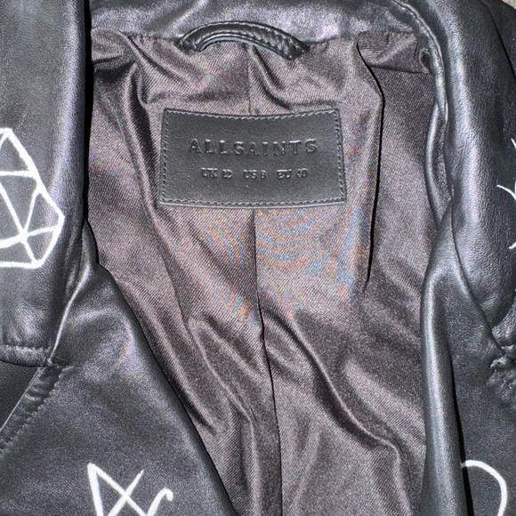 AllSaints Exclusive Pre-Customized Balfern Belted Hem Leather Biker Jacket - Picture 8 of 10